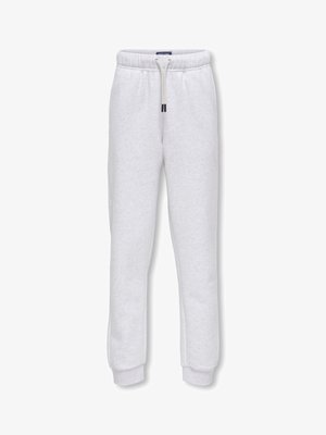Light gray drawstring sweatpants with elastic waistband and ankle cuffs, displayed on a white background.