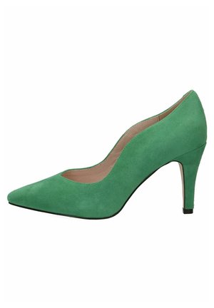 Lodičky na vysokém podpatku - green suede