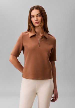 Calvin Klein SPACER HALFZIP - Poloskjorter - executive brown