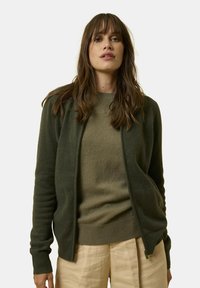 Just Cashmere FULL ZIP WITH HOOD - Cardigan - kaki