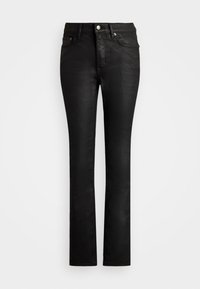 COATED HIGH-RISE STRAIGHT ANKLE JEAN - Slim fit -farkut - black