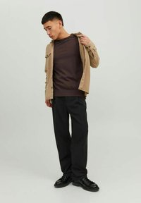 Jack & Jones JJEEMIL CREW NECK - Neule - seal brown