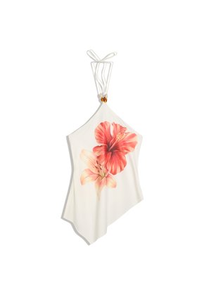 Bershka, PRINTED HALTER NECK - TOP - Débardeur - white