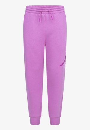 Lilla sweatpants med smal pasform, elastisk talje, snøre og ankellukninger, med et diskret sidemønster.