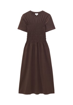 & OTHER STORIES, & OTHER STORIES SMOCKED MIDI DRESS - Robe en jersey - dark brown