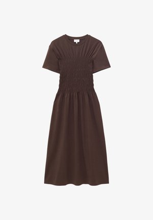 & OTHER STORIES, & OTHER STORIES SMOCKED MIDI DRESS - Robe en jersey - dark brown