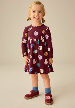 Next, REGULAR FIT - LONG SLEEVE EMBROIDERED RIBBED DRESS - Robe pull - navy