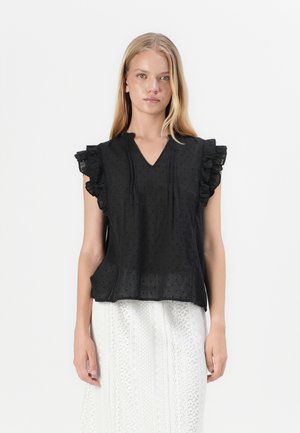 ONLRAINA V NECK RUFFLE - Bluse - black