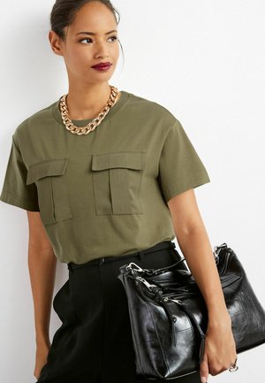 SHORT SLEEVE POCKET - T-shirt z nadrukiem - khaki green