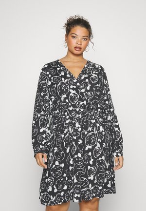 Vero Moda Curve VMMARISOL V-NECK SHORT DRESS - Φόρεμα ημέρας - black