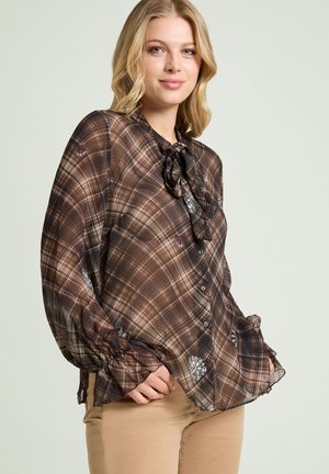 Luisa Viola, CAMICIA IN CREPON STAMPATO - Blusa - marrone
