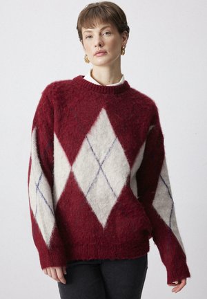 DIAMOND PATTERNED  - Pulover - Red