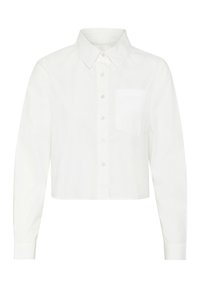 Camicia bianca a maniche lunghe, con colletto a punta e una tasca sul petto; realizzata in morbido tessuto di cotone.