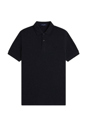 Zwart poloshirt met korte mouwen, voorzien van een knoopsluiting met twee knopen, een klassieke kraag en een subtiel geborduurd logo op de linkerborst.
