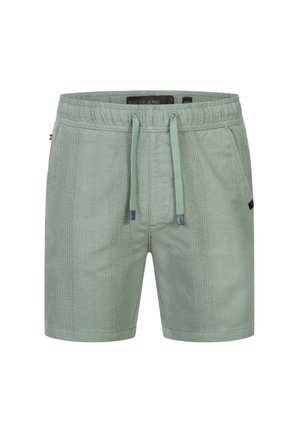 Groene linnen mix korte broek met een gestructureerd ontwerp, voorzien van een trekkoord in de taille en zijzakken. Minimalistische stijl met een casual pasvorm.