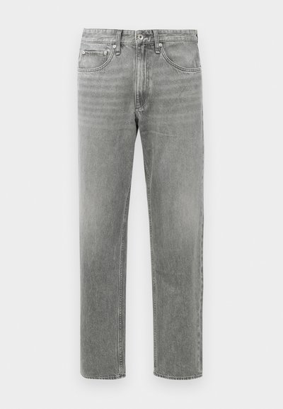 Grijze denim jeans met een rechte pijp, voorzien van een klassiek vijf-pocket ontwerp en subtiele vervaging voor textuur. Standaard ritsopening.