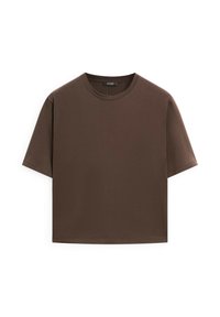 SHORT SLEEVE WITH TOPSTITCHING DETAIL - T-shirt basic - dark brown
