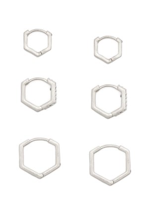 HEXAGON HUGGIE TRIO  SET - Ohrringe - silver-coloured