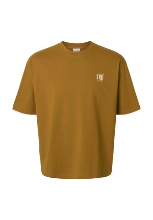 MIT RUNDHALSAUSSCHNITT  - Camiseta estampada - golden brown