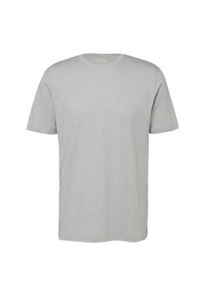 Lichtgrijs T-shirt met korte mouwen en ronde hals, met een gladde textuur en een normale pasvorm, weergegeven tegen een witte achtergrond.