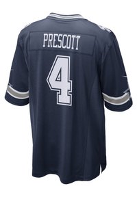 Tengerészkék sportmez rövid ujjal, fehér "4"-es számmal és "PRESCOTT" névvel a hátsó oldalon, ezüst díszítéssel kiegészítve.
