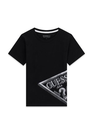 Guess SS T-SHIRT_LOGO UNISEX - T-shirt imprimé - jet black a996