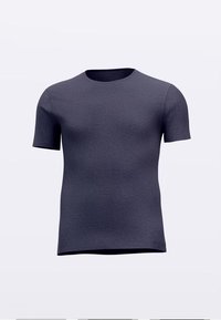 Kurzärmeliges T-Shirt in Dunkelgrau, aus weichem Stoff gefertigt, mit rundem Ausschnitt und klassischer Passform ohne sichtbare Muster oder Akzente.