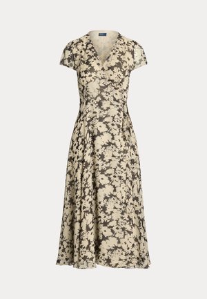 CRINKLED FLORAL WRAP DRESS - Rochie de zi - off-white