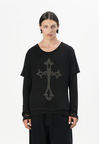 Jaded London - DOUBLE LAYER DISTRESSED - Langarmshirt - black Thumbnail-Bild 1