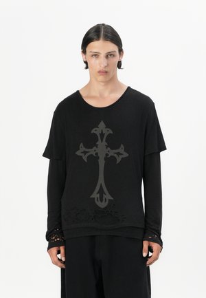 DOUBLE LAYER DISTRESSED - Langarmshirt - black