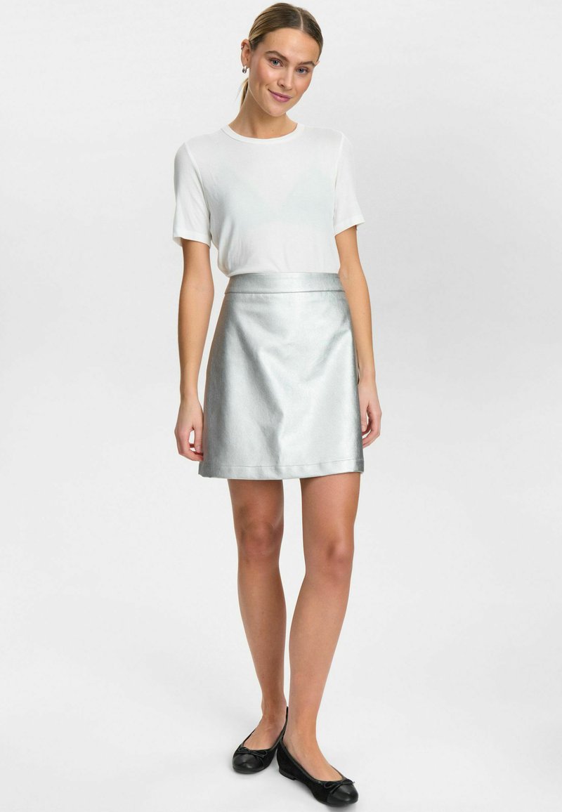 Numph A-lijn rok zilverkleurig