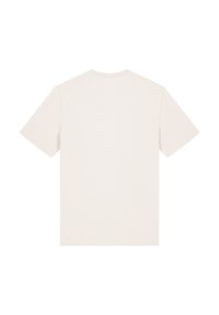 Korte mouwen t-shirt in lichtbeige katoen, met een simpele ronde halslijn en een effen achterkant zonder patronen of versieringen.