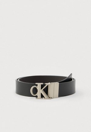 BUCKLE TUMBLED - Cintura - black/dark brown/silver-coloured