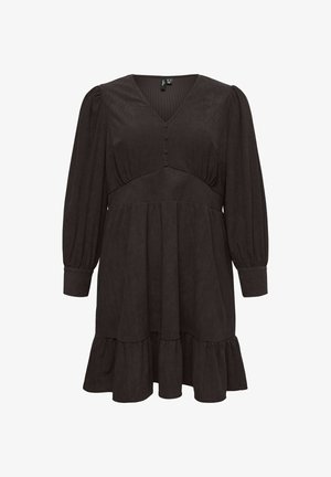 Vero Moda Curve, PEPLUM DRESS VMCELLY SHORT DRESS - Robe chemise - chocolate torte
