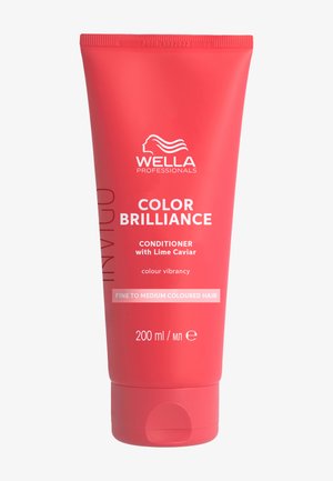 Tube de conditioner Wella Professionals Color Brilliance rouge de 200 ml pour cheveux fins à moyens colorés, avec caviar de citron vert, favorisant la vivacité de la couleur.