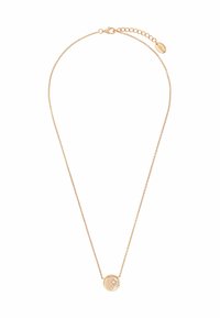 Dunne goudkleurige ketting met een ronde hanger en een kleine steraccent. De ketting heeft een verstelbare verlenging voor maatvoering.