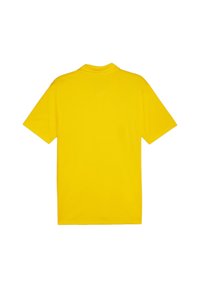 Geel kortemouwen polo shirt met een klassieke kraag. Gemaakt van een textuurstof, heeft een effen kleur en een ontspannen pasvorm.