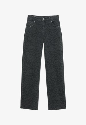 PULL&BEAR LEOPARD PRINT STUDDED - Straight leg jeans - grey