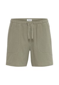 Khaki shorts lavet af tekstureret stof med elastisk talje med snøre og to sidelommer.