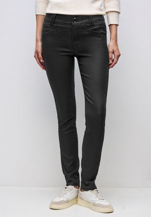 Street One SLIM FIT COATED - Housut - schwarz
