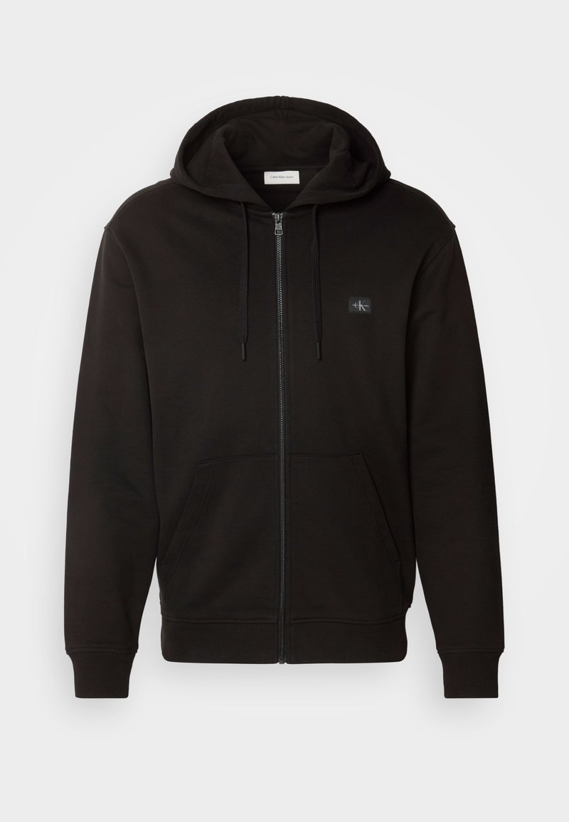 Calvin Klein Jeans LABEL ZIP THROUGH HOODIE - Felpa con zip - black ...