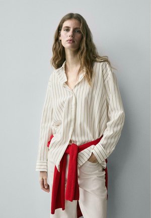 THREE-TONE STRIPED FLOWING  - Chemisier - white