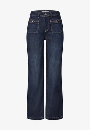 Street One, WIDE LEG JEANS IM LOOSE FIT MIT DEKODETAILS - Wide Leg - dark blue soft washed