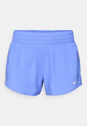 Svetlomodré atletické šortky vyrobené z hladkej látky s elastickým pásom a malým bielym logom v pravom dolnom rohu.