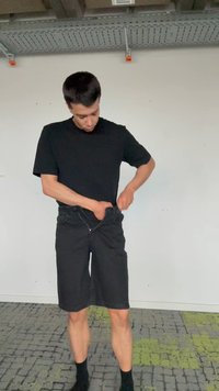 YOURTURN UNISEX - Džínové kraťasy - black denim