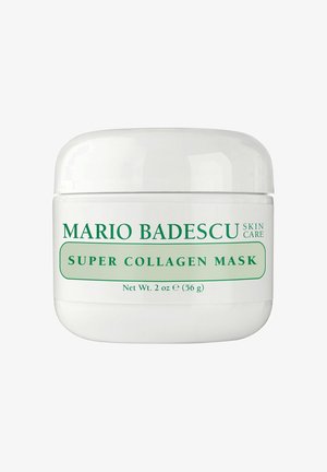 Pot blanc du masque Super Collagen de Mario Badescu avec texte vert, contenant 2 oz (56 g) de produit de soin de la peau.