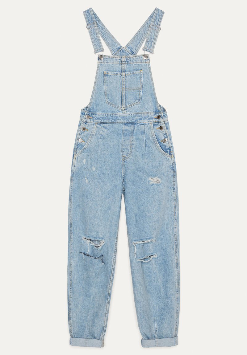 Bershka Lange Latzhose Latzhose Blue Denim Zalando De