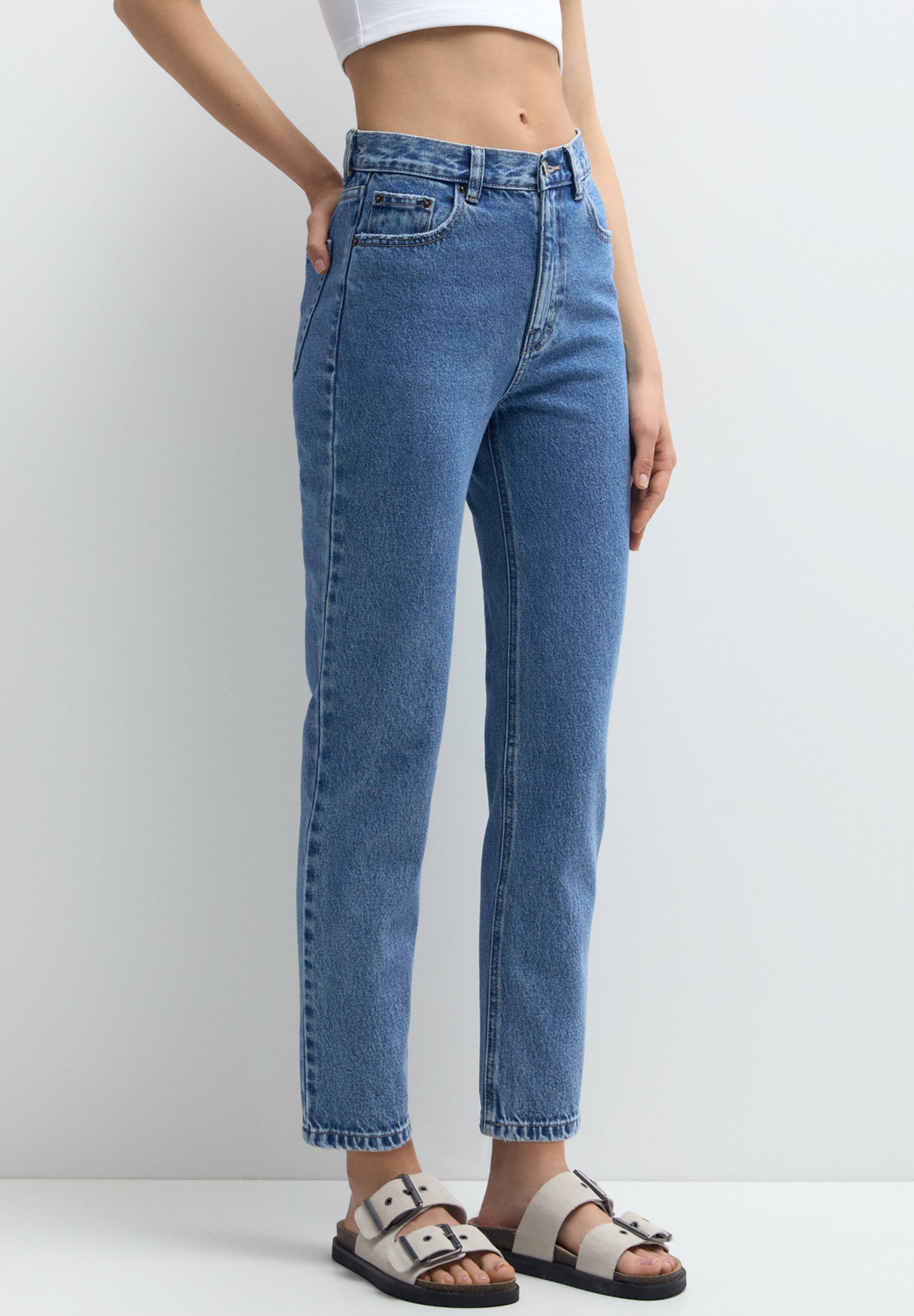 PULL&BEAR MOM - Jeans Slim Fit - light blue denim/light-blue denim 