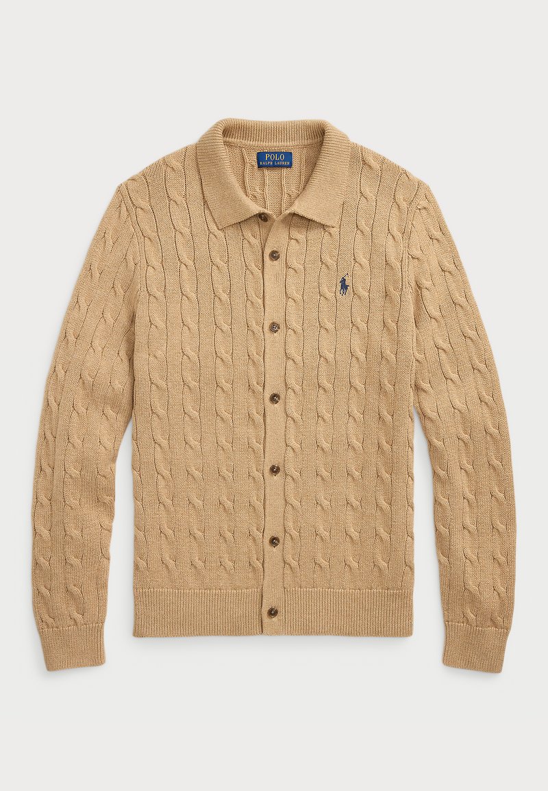 Polo Ralph Lauren CABLE-KNIT CARDIGAN - Kardigán - camel melange