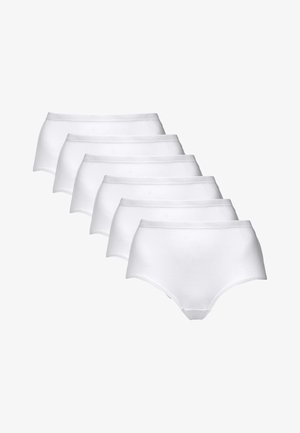 Witte katoen onderbroeken, 6-pack, met een geribbeld textuur, elastische tailleband, volledige dekking ontwerp en gladde randen.